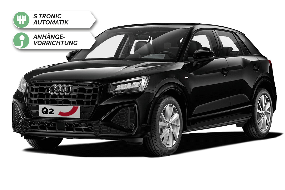 Bild zeigt eine Abbildung eines schwarzen Audi Q2